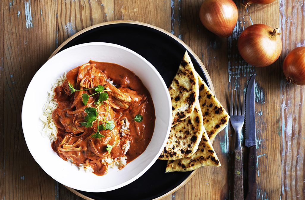 Butter Chicken with Rice and Naan