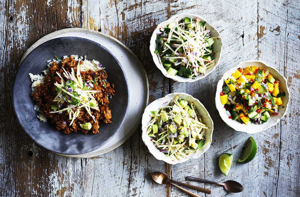 Sticky Chipotle Pork with Avocado and Apple Salsa