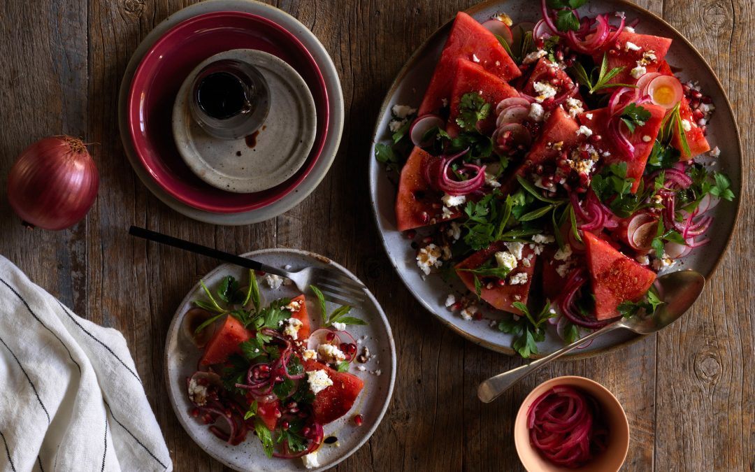 Pickled Red Onion, Watermelon and Feta Salad