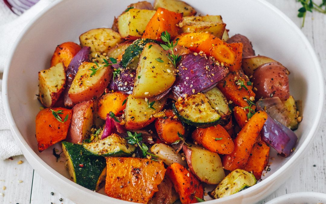 Roast Veggies with Red Onion and Dukkah