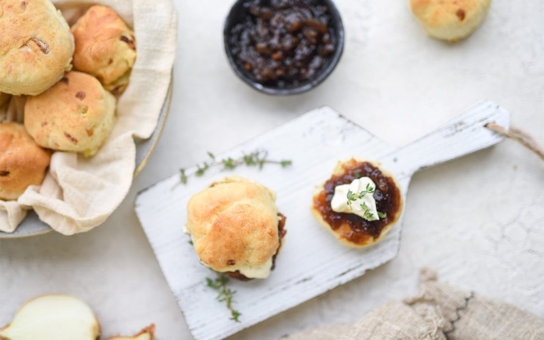 Air Fryer Onion Scones with Caramelised Onion Jam