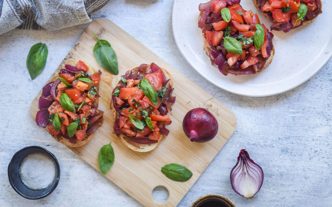 Balsamic Caramelised Red Onion Bruschetta