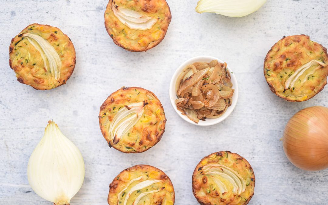 Onion, Corn and Zucchini Muffins