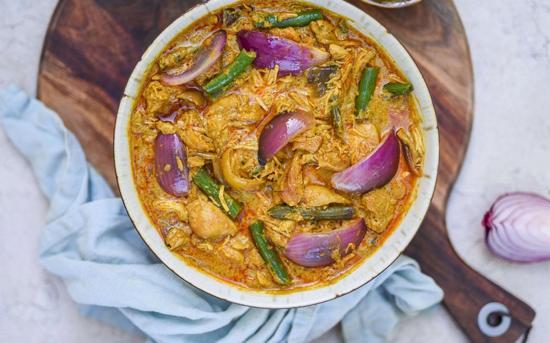 Red Onion Coconut Curry with Slow Cooked Chicken