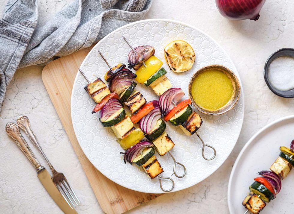 Red Onion, Halloumi and Zucchini Skewers Australian Onions
