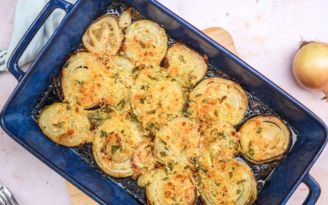 Roasted Onions with Parmesan Breadcrumbs