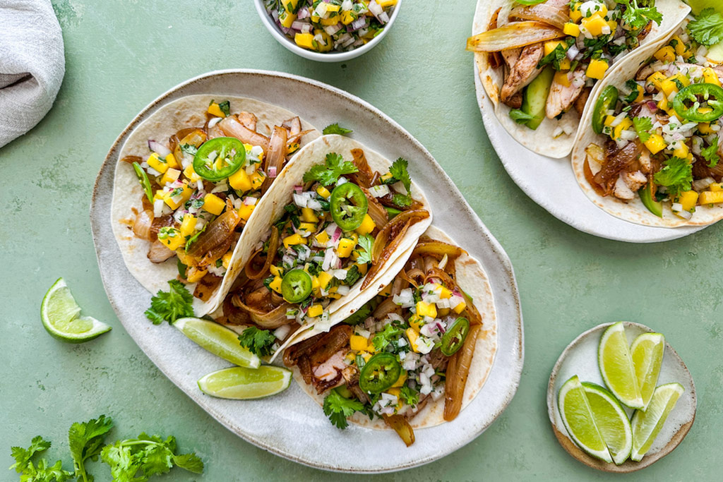 Tom Walton Caramelised Onion and Grilled Chicken Tacos